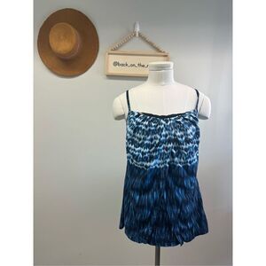 Tankini Swim Top Only Print Blue  sz 12 EUC